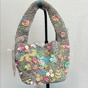 Beaded Mini Tote | Gray 🩶🩷